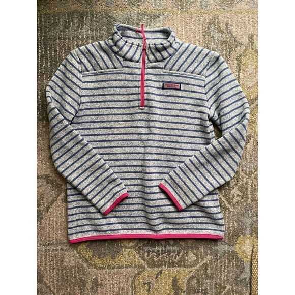 Vineyard Vines Striped Design Quarter Zip - Picture 1 of 8